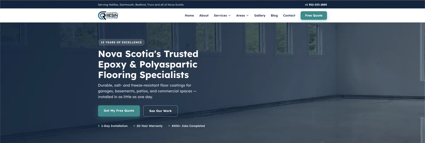 Coastal Resin Resurface homepage screenshot