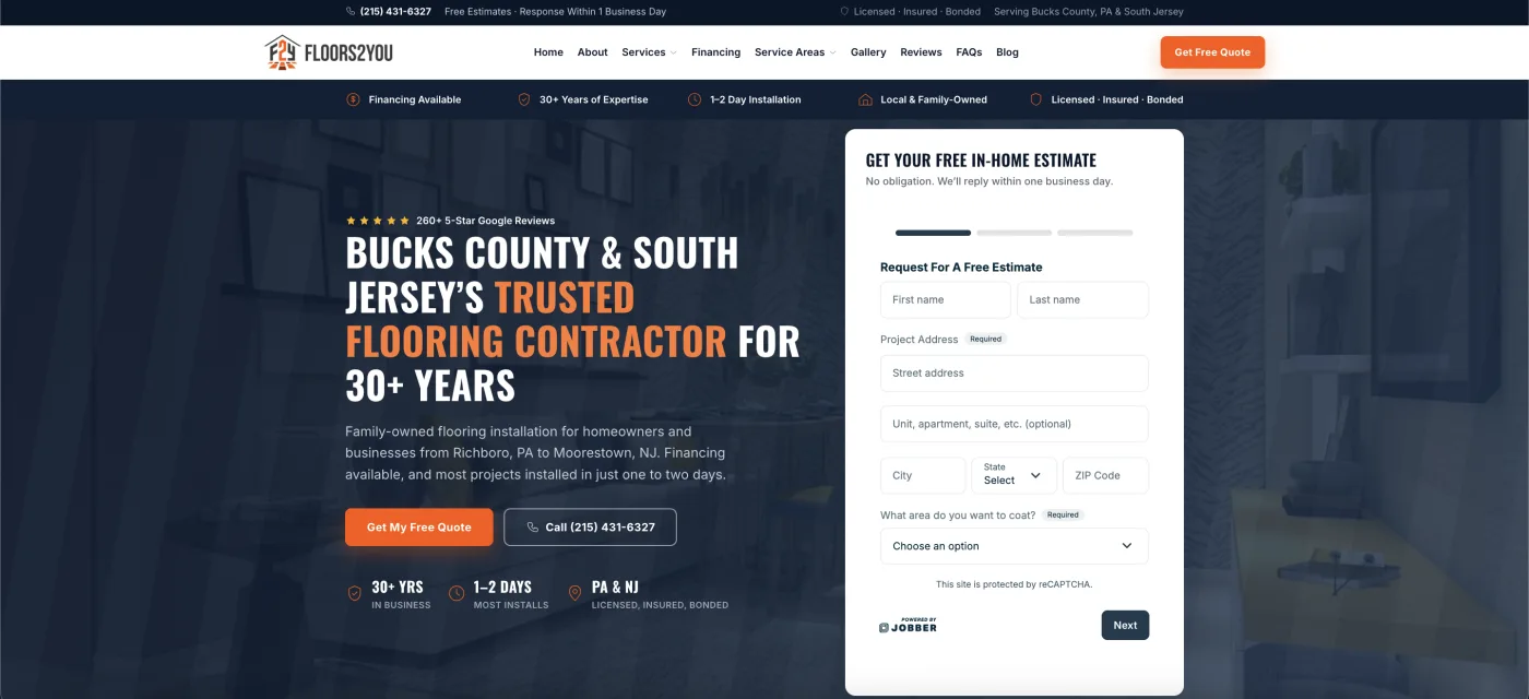 Floors 2 You homepage screenshot