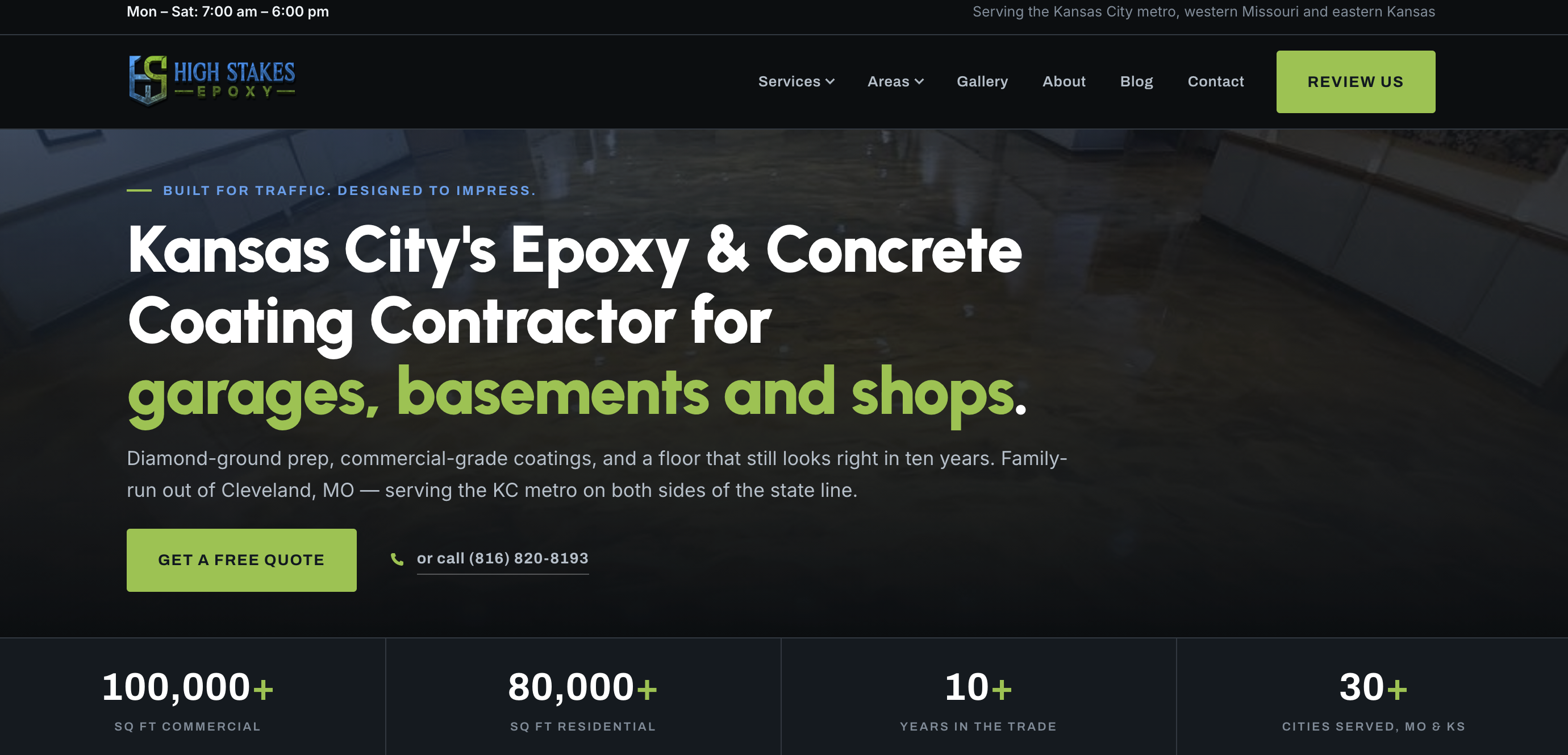 High Stakes Epoxy LLC homepage screenshot